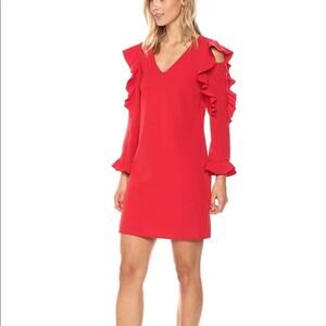 Nicole Miller V-Neck Cold Shoulder Ruffle dress